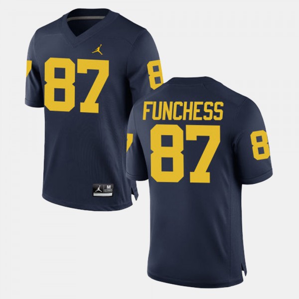 Michigan Wolverines #87 For Men's Dominique Funchess Jersey Navy Alumni Football Game High School